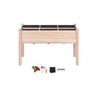 SucceBuy Lit de Jardin Surélevé 120x58x76cm en Bois de Sapin Avec Pieds Couleur Bois