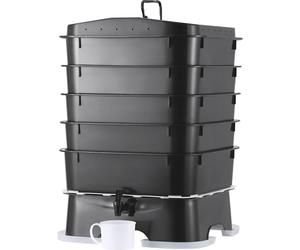 SucceBuy lombricomposteur 5 plateaux, bac à lombricompost de 50 L pour l'intérieur et l'extérieur, design durable Kit de ferme à lombrics, pour recycler les déchets alimentaires, l'humus de vers, le t