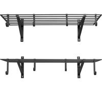SucceBuy Lot de 2 étagères de garage 1219 x 615 x 305 mm pour le rangement d'outils, capacité de charge de 118 kg par niveau, support mural avec crochets, étagères métalliques pour outils et accessoir