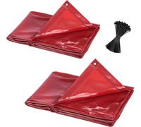 SucceBuy Lot de 2 rideaux de soudure, 1740x2340 mm Écran de soudure en vinyle ignifugé avec protection UV à 6 niveaux, idéal pour les applications en atelier et dans l'industrie, rouge (sans cadre)