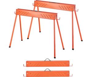 SucceBuy Lot de 2 tréteaux, tréteaux de travail avec une capacité de charge de 300 kg, tréteaux d'échafaudage pliables avec pieds antidérapants, tréteaux de sciage portables pour les travaux de bois,