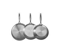 SucceBuy Lot de 3 Poêles à frire Acier inoxydable 24 28 32 cm Argent
