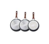 SucceBuy Lot de 3 Poêles à Frire Sauteuse Aluminium Avec Poignée 25 28 32,5cm Gris