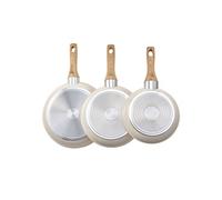 SucceBuy Lot de 3 Poêles à Frire Sauteuse en Aluminium Pour Electrique 20 24 28cm Beige