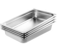 SucceBuy Lot de 4 po?les d'h?tel, po?le ? vapeur pleine grandeur avec fonction anti-bourrage et couvercle, acier inoxydable de 0,8 mm d'?paisseur, po?le de conservation gastronomique de 4 pouces de pr