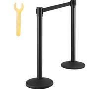 SucceBuy Lot de 6 poteaux de délimitation de foule, poteaux d'attente en plastique avec 3 sangles noires rétractables de 2 m, kit de séparation de lignes pour aéroports, expositions