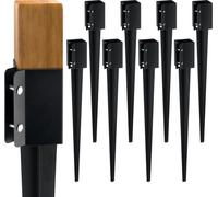 SucceBuy Lot de 8 piquets de clôture, 36 x 4 x 4 pouces (diamètre extérieur), piquets métalliques peints en noir par poudrage pour boîte aux lettres, terrasse, jardin et support de balustrade