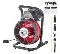SucceBuy, machine de nettoyage de canalisations, Ø 10,5 mm x 23 m, spirale de nettoyage manuelle avec 4 têtes de coupe et interrupteur de pied, adaptée aux tuyaux de 50 mm à 100 mm, nettoyeur de canal