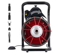 SucceBuy, machine de nettoyage de canalisations, Ø 13 mm x 15 m, spirale de nettoyage manuelle avec 4 têtes de coupe et interrupteur de pied, adaptée aux tuyaux de 50 mm à 150 mm