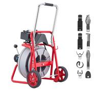 SucceBuy, machine de nettoyage de canalisations, 30 mètres x 13 mm, appareil avec alimentation automatique, 8 outils de coupe et interrupteur au pied, adaptée aux diamètres de canalisations de 50 à 15