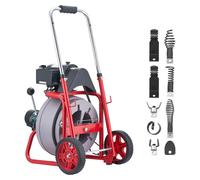 SucceBuy, machine de nettoyage de canalisations, 30 mètres x 9,5 mm, appareil avec alimentation automatique, 8 têtes de coupe et interrupteur au pied, adaptée aux tuyaux d'un diamètre de 50 à 100 mm