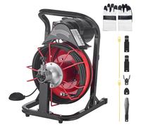 SucceBuy, machine de nettoyage de canalisations, diamètre 8 mm, longueur 15 m, spirale de nettoyage avec fonction d'avance automatique, 4 outils de coupe et interrupteur de pied pneumatique, adaptée a