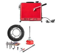 SucceBuy, machine de nettoyage de canalisations électrique, 500 W, 1400 tr/min, déboucheur avec 20 mètres de câble en spirale de 16 mm et 5 mètres de câble en spirale de 9,5 mm, une spirale flexible d