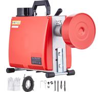 SucceBuy Machine de nettoyage de tuyaux 66 FT x 5/8 pouces, spirale électrique de nettoyage de tuyaux 250 W à alimentation manuelle šC avec 7 lames, 2 câbles en acier etCW/CCW