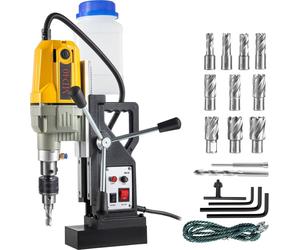 SucceBuy Magnetic Drill, 1100W, 1.57" diamètre de perçage, 2697lbf/12000N, perceuse magnétique électrique portable, 12 embouts, 580 RPM, perceuse pour toute surface, bricolage, noir