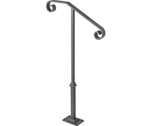 SucceBuy Main courante gris foncé avec un poteau pour 1 ou 2 marches, rampe en fer forgé, escaliers extérieurs