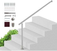 SucceBuy Mains courantes pour escaliers extérieurs, balustrade de terrasse argentée 120 cm. Rampe montée au mur et au sol avec kit d'installation pour seniors. Kit robuste de balustrades de véranda &
