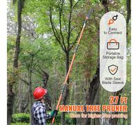 SucceBuy Manual Pole Saw, 7.3-27 ft Extendable Tree Pruner, Sharp Steel Blade, Lightweight 8 Fiberglass Handles, High Branches Trimming, pour l'élagage des palmiers et des arbustes