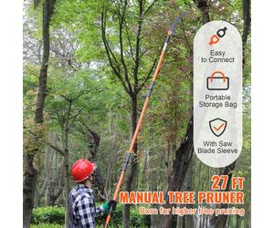 SucceBuy Manual Pole Saw, 7.3-27 ft Extendable Tree Pruner, Sharp Steel Blade, Lightweight 8 Fiberglass Handles, High Branches Trimming, pour l'élagage des palmiers et des arbustes