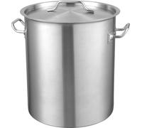 SucceBuy Marmite à soupe en acier inoxydable, 42 quarts, grande marmite avec passoire, couvercle et poignée, qualité commerciale robuste, traitement de ponçage, couleur argent pour les événements