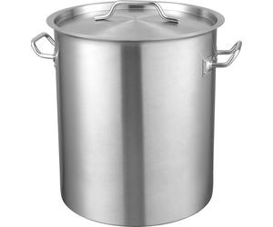 SucceBuy Marmite à soupe en acier inoxydable, 42 quarts, grande marmite avec passoire, couvercle et poignée, qualité commerciale robuste, traitement de ponçage, couleur argent pour les événements