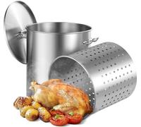 SucceBuy Marmite à soupe en acier inoxydable, 64 quarts de grande capacité, ustensile de cuisine robuste avec panier, couvercle, poignée, pour les événements avec de grands groupes, qualité commercial