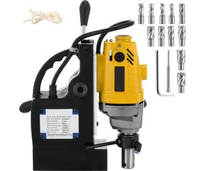 SucceBuy MD40 Perceuse électrique magnétique de 1-1/2 pouces, perceuse de 1100 W avec jeu de fraises HSS de 11 pièces, jeu de fraises annulaires de précision, compact réversible, Evolution Magnet Forc