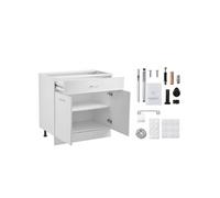 SucceBuy Meuble Bas Cuisine Avec Tiroirs 80x47,5x81,6cm Facile à Nettoyer Blanc