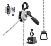SucceBuy Mini palan à levier d'une capacité de 1/4T, palan manuel à chaîne, course de 1,5 m, chaîne robuste en alliage d'acier G80 et frein mécanique à double cliquet, crochet rotatif à 360°, idéal po