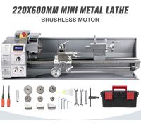 SucceBuy Mini-tour à métaux 750W Vitesse variable 50 à 3000Rpm 220 x 600mm Tour de précision pour le fraisage de métaux