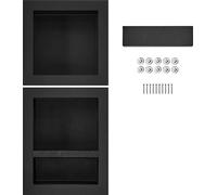 SucceBuy Niche de douche, prête à carreler, 40,64 x 40,64 cm et 40,64 x 50,8 cm, rangement encastré avec trois étagères, niche à savon moderne pour la salle de bain, protection scellée, noir