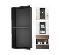 SucceBuy Niche de douche sans carrelage 304 en acier inoxydable, Niche murale insérée, Double étagères encastrées pour douche, rangement de savon, salle de bain 13x13in