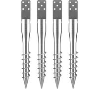 SucceBuy No Dig Ancrage de terre, pack de 4, 3,94 x 2,76 x 27,56 pouces Poteau à visser, 6 boulons d'ancrage et acier d'armature inclus, support en acier robuste en forme de U