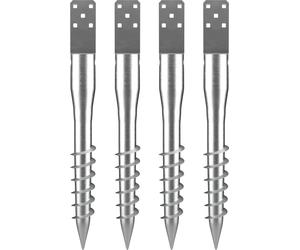 SucceBuy No Dig Ancrage de terre, pack de 4, 3,94 x 2,76 x 27,56 pouces Poteau à visser, 6 boulons d'ancrage et acier d'armature inclus, support en acier robuste en forme de U