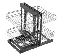 SucceBuy - organisateur d'angle mort à ouverture à 2/3 niveaux, 4 étagères, organisateur d'armoire de cuisine, panier de rangement coulissant 3 layers