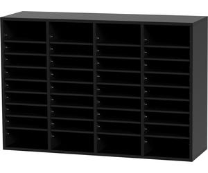 SucceBuy Organisateur de littérature en bois, 36 compartiments, trieur de dossiers avec étagères amovibles, fente à lettres pour bureau, maison, salle de PA, noir