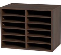 SucceBuy Organisateur littéraire, boîte aux lettres de bureau avec 12 compartiments et étagères réglables, trieur en bois 20,4 x 12 x 16,1 pouces pour le bureau, la maison, la salle de classe, organis
