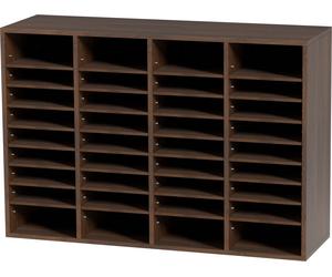SucceBuy Organisateur littéraire, boîte aux lettres de bureau avec 36 compartiments et étagères réglables, trieur littéraire en bois 99,9 x 30,5 x 68,1 cm pour le bureau, la maison, la classe, l'organ