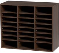 SucceBuy Organiseur littéraire à 24 compartiments, trieur de boîtes aux lettres réglable en bois, 73,7 x 30,5 x 62,1 cm, pour le bureau, la maison, la salle de classe, organisation du bureau de poste,