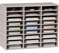 SucceBuy Organiseur littéraire en bois à 27 compartiments, réglable, gris, pour le bureau/la maison