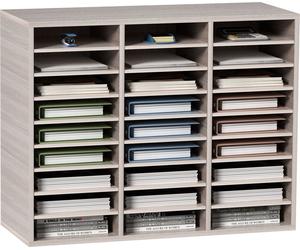 SucceBuy Organiseur littéraire en bois à 27 compartiments, réglable, gris, pour le bureau/la maison