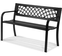 SucceBuy Outdoor Banc 46" Banc de jardin en métal pour l'extérieur, capacité 480 lbs, avec dossier & accoudoirs, idéal pour patio, parc, cour, porche avant