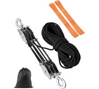 SucceBuy Palan à câble avec résistance à la rupture 2T Palan à câble universel 30m 5:1 Capacité de levage Système de poulie haute performance avec boucles souples