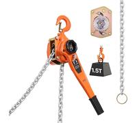 SucceBuy Palan à levier avec capacité de charge de 1,5 t, palan manuel à chaîne, hauteur de levage de 6 m, chaîne en acier G80 et frein mécanique à double cliquet, crochet rotatif à 360°, convient pou