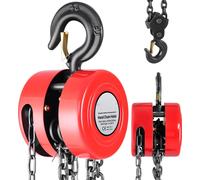 SucceBuy Palan manuel à chaîne d'une capacité de 2 tonnes, hauteur de levage de 3 m, chaîne G70, palan robuste pour garages, entrepôts et entretien de machines, rouge