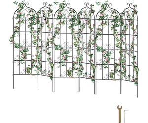SucceBuy-Palissage de jardin, 180,3 x 50,8 cm, 6 paquets de palissage de fleurs en métal, palissage de rosiers grimpants pour l'extérieur, support de clématites pour les cours intérieures et les pelou