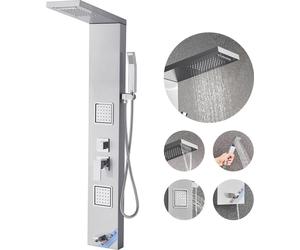 SucceBuy Panneau de douche 5 en 1 système de tour en acier inoxydable avec fonction pluie et chute d'eau