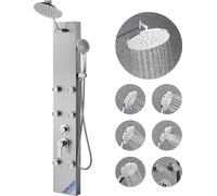 SucceBuy Panneau de douche système de tour en acier inoxydable avec pomme de douche à effet pluie et buses de massage, 124 cm