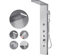 SucceBuy Panneau de douche système de tour en acier inoxydable avec pommeau de pluie et buses de massage, 1345 mm