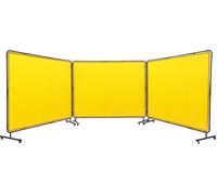 SucceBuy Panneau de protection pour soudure avec cadre, 6 x 8 pieds, protection en vinyle ignifugé avec 3 panneaux sur 12 roulettes pivotantes (6 blocables), mobile pour une utilisation professionnell